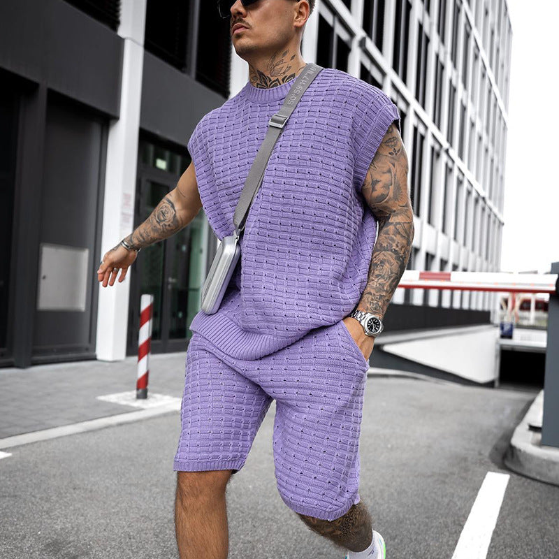 Men's Loose Trendy Short-sleeved Shirt Shorts Two-piece Suit