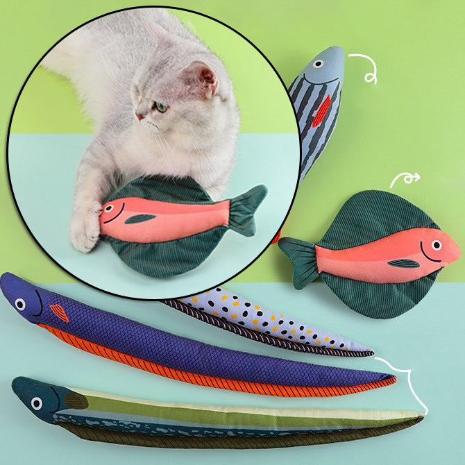 Cat Toys Canvas Simulation Mint Fish Tease Cat Stick Molars Pet Supplies