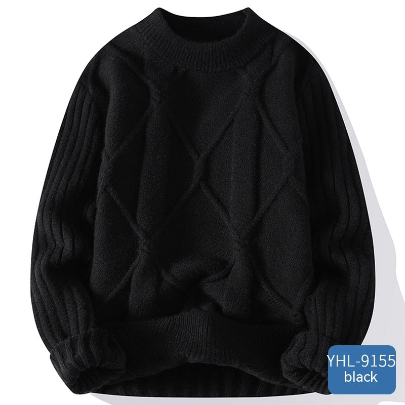 Soft Glutinous Men's Autumn And Winter Twisted Flower Round Neck Warm Sweater