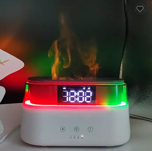 Elegant Alarm Clock Oil Diffuser Innovative Simulation Flame Humidifier With Timer Function Flame Night Light - Minihomy