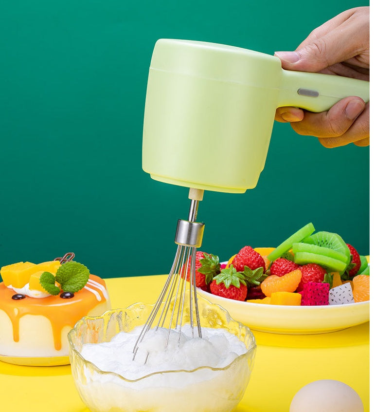 2-in-1 Electric Hand Mixer & Food Processor - Blender, Chopper, Frother, Beater, USB Rechargeable - Minihomy