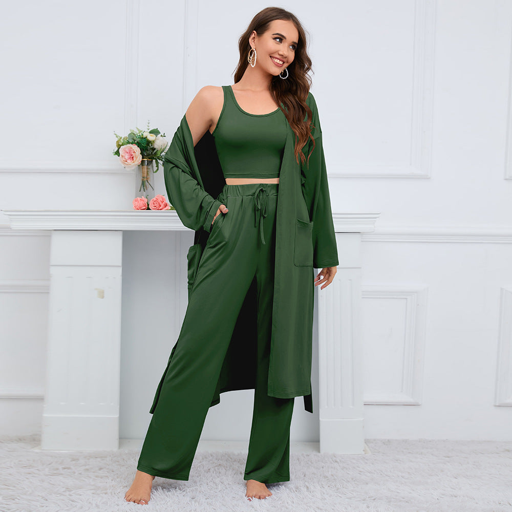 Women's  Camisole Coat Wide Leg Pants Suit