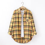 Plaid Shirt Women Loose Long Sleeve Blouses Cotton Flannel Casual Shirt Women