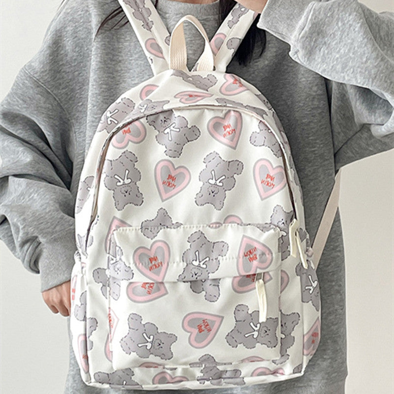 Women's Cute Bear Printed Schoolbag