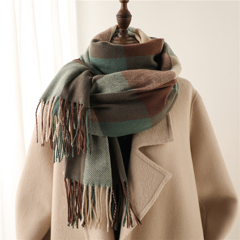 Men's and Women's Thickened Warm Plaid Scarves - Minihomy