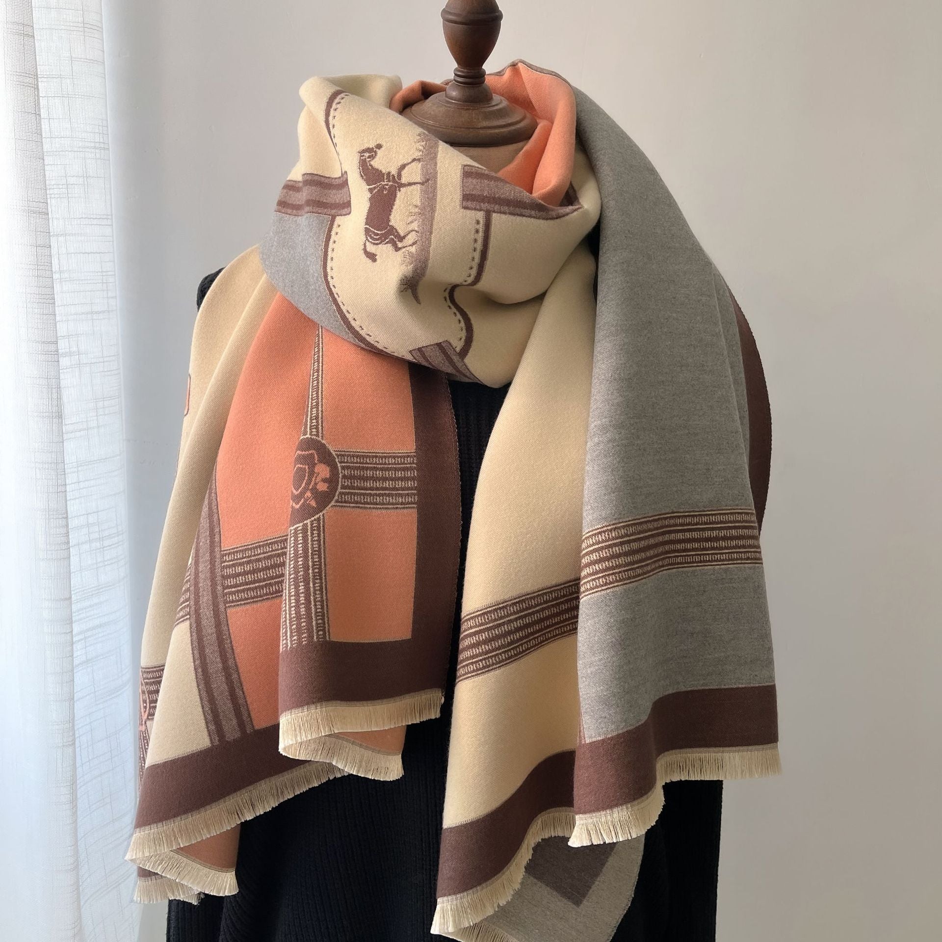 Color Blocking and Matching Cashmere Scarves for Women