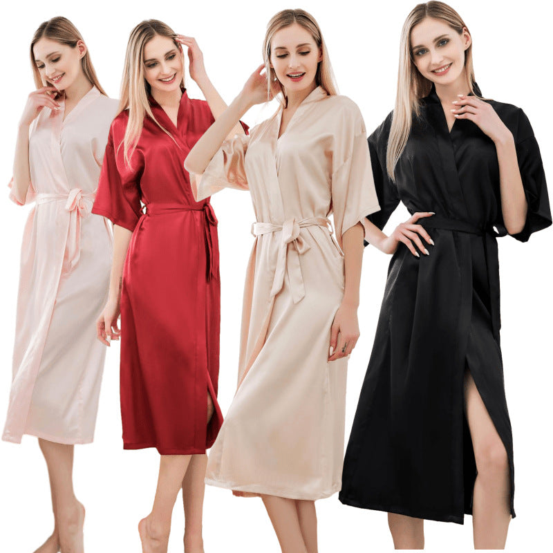 Satin Kimono Robes for Women - Bride Long Robe Sleepwear