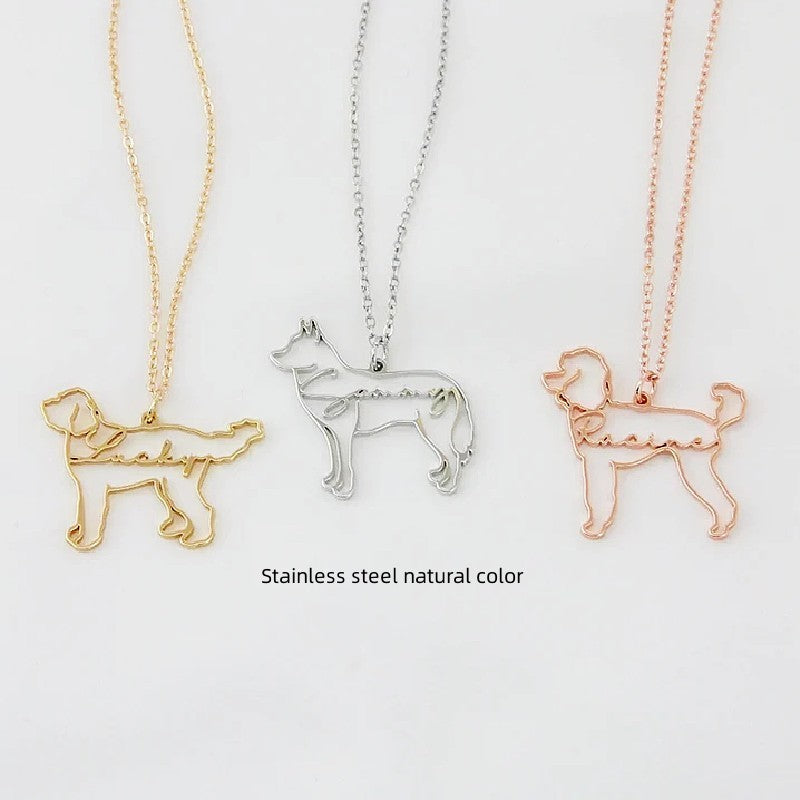 Personalized Cat Necklace - Stainless Steel Pet Shape Name Pendant for Women - Minihomy