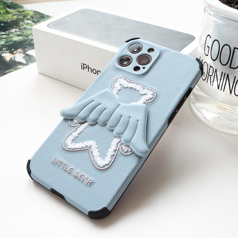 Sand Pink-Bracket Opening and Closing Angel Wings Mobile Phone Case: Style and Protection in One!