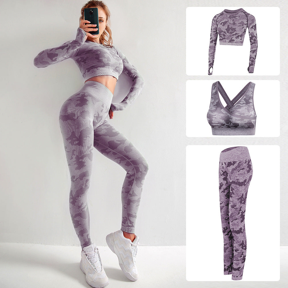 Long Sleeve Bra And Trousers Sports Suit - Minihomy