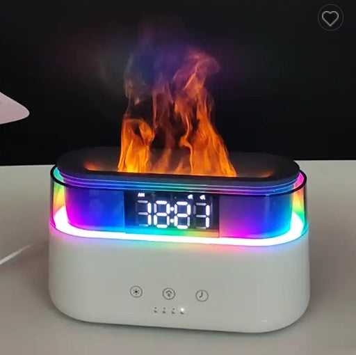 Elegant Alarm Clock Oil Diffuser Innovative Simulation Flame Humidifier With Timer Function Flame Night Light