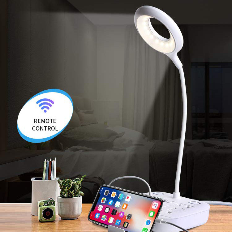 USB LED Desk Lamp with Remote Control - Adjustable, Eye-Caring, Dimmable Table Lamp for Office & Home