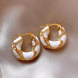 Gold Plated Enamel Hoop Earrings for Women - Trendy Statement Earring Jewelry Gifts