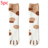 Women's Coral Fleece Cat Paw Pattern Thick Warm Socks