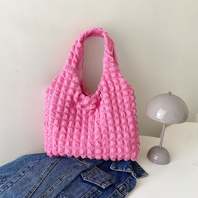 Cute Pleated Puff Shoulder Bag - Women's Large-Capacity Cloud Armpit Bag - Minihomy