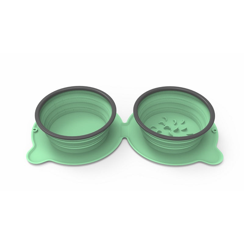 Portable Silicone Double Dog Food Bowls: Compact, Durable, and Travel-Friendly