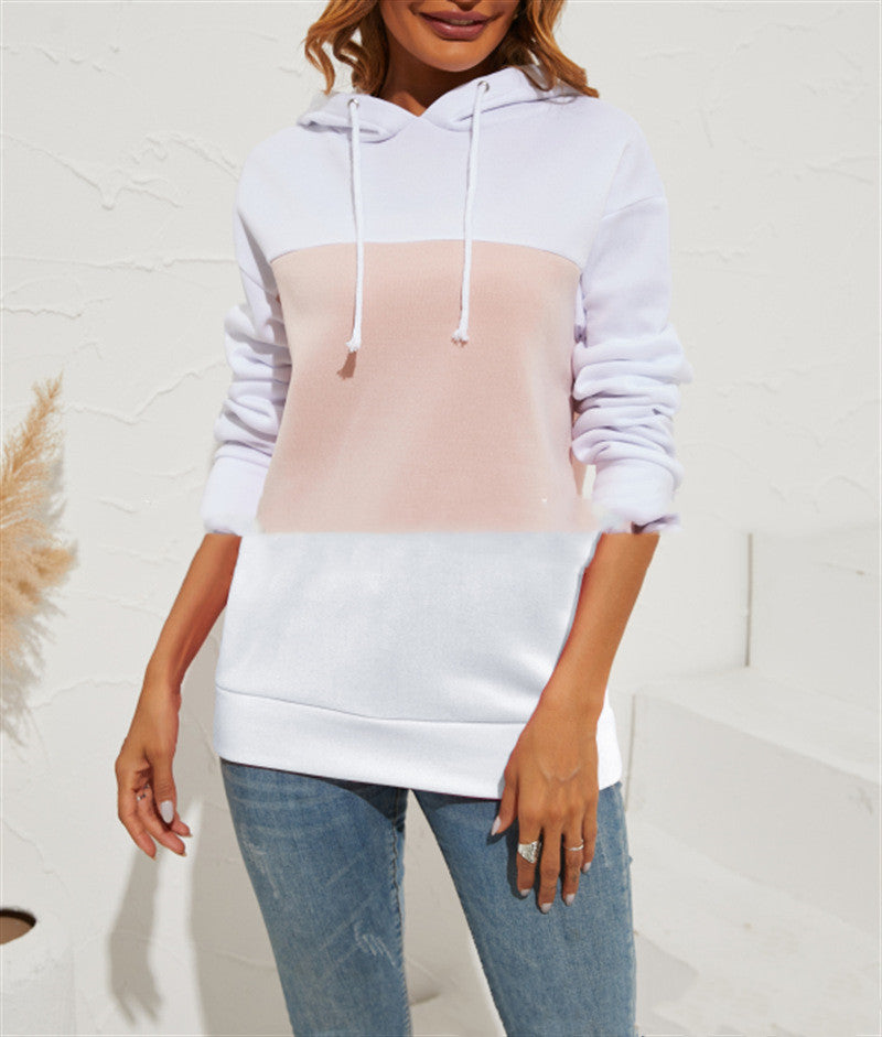 Colored Hooded Sweatshirt Long Sleeve Top