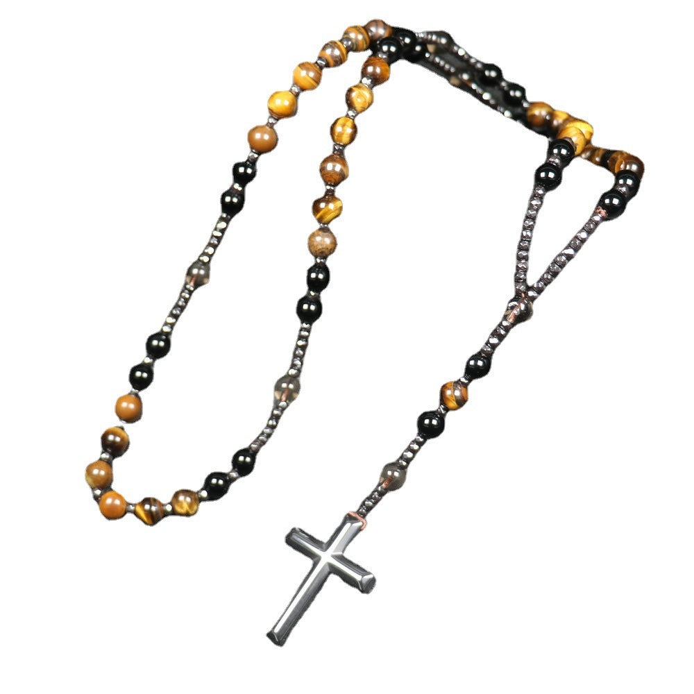 Natural Stone Cross Pendant Necklace