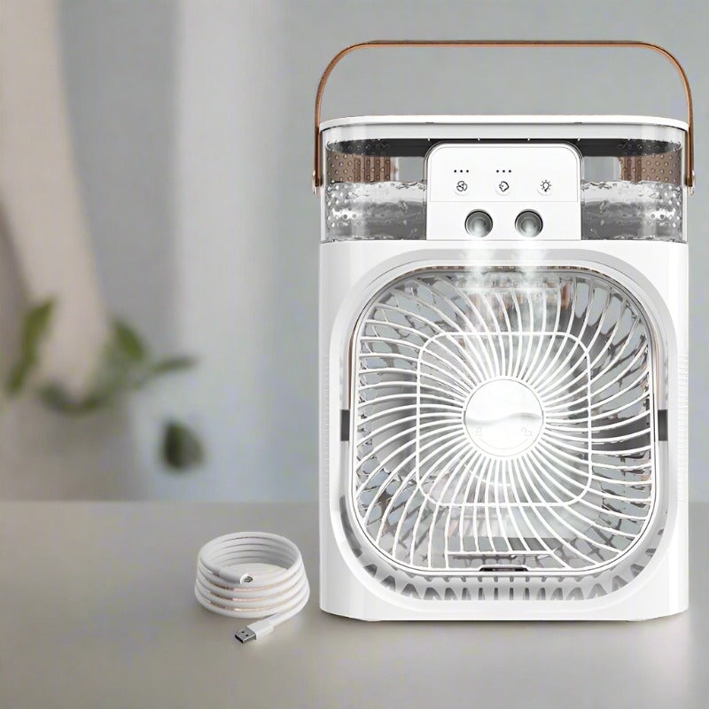 Charging Version 3-In-1 Air Humidifier Cooling Fan with LED Night Light