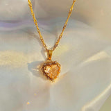 Colorful Rhinestones Heart-shaped Necklace - Love Gold Clavicle Chain - Minihomy