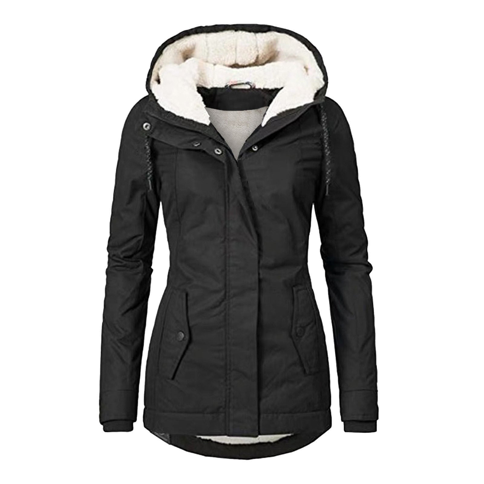 Autumn Winter Berber Fleece Casual Hooded Coat