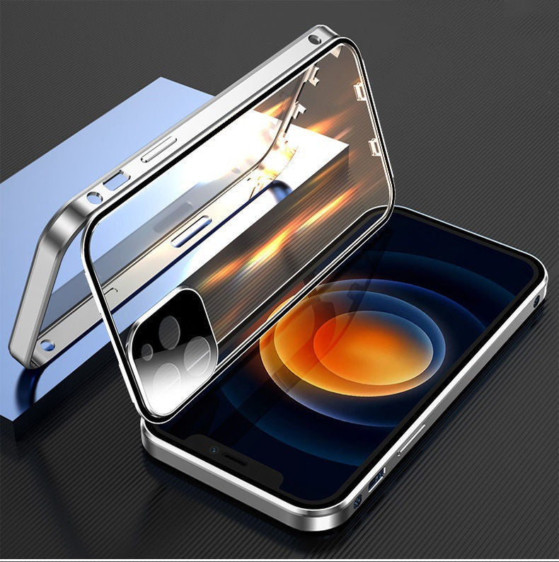 Double-Sided Glass Phone Case with Metal Frame - Snap-On Design