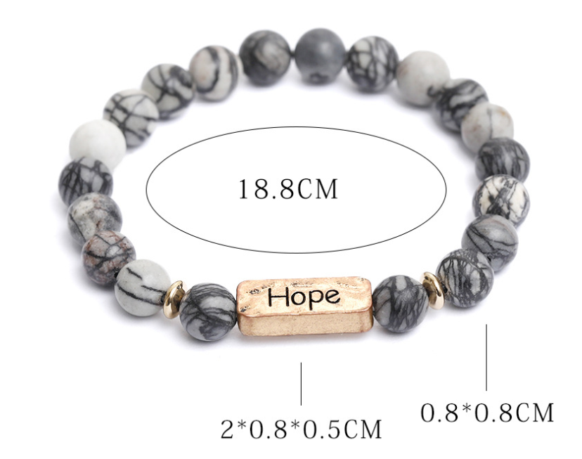 Natural Stone Engraved Hope Bracelet - Minihomy