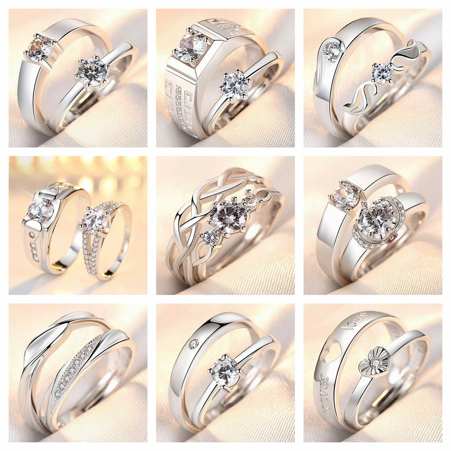 Korean Edition Minimalist Couple Rings - Crown Design