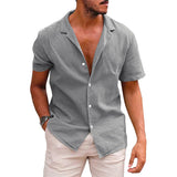 Men's Tops Casual Button Down Shirt Short Sleeve Beach Shirt Summer - Minihomy