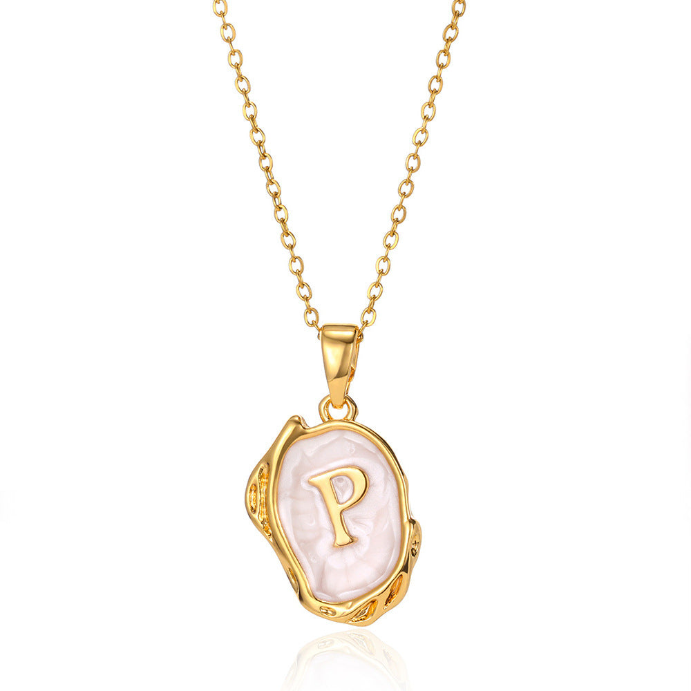 Simple 26 Letters Drop Oil Three-dimensional Necklace: Personalized Elegance