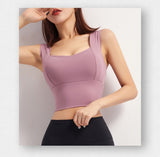 Yoga Crop Top For Women Sports Bra Solid Athletic Vest Gym Fitness Shirt Sportswear