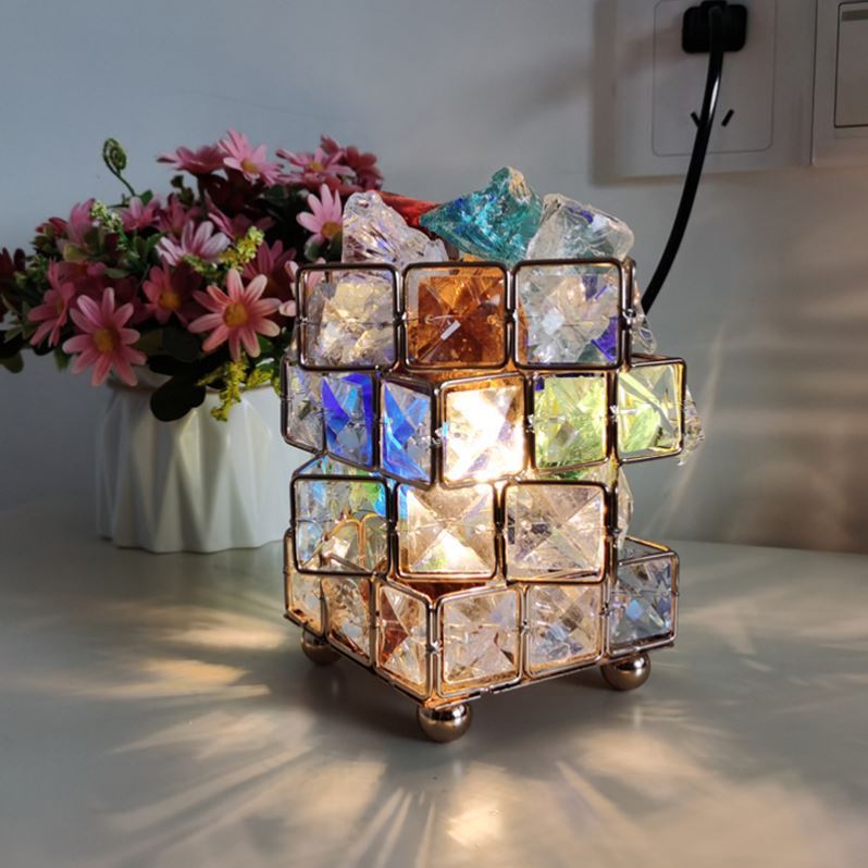 Cute Mini Crystal Table Lamp - Modern LED Nightlight for Bedroom & Desk Decor