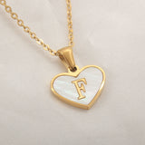 26 Letter Heart-shaped Necklace White Shell Love Clavicle Chain Necklace For Women - Minihomy