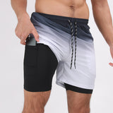 Gradient Printed Beach Shorts - Double Layer Casual Sport Shorts