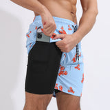 Gradient Printed Beach Shorts - Double Layer Casual Sport Shorts