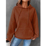 Waffle Hoodie Women's Sports Sweatshirt Casual Long Sleeve Tops