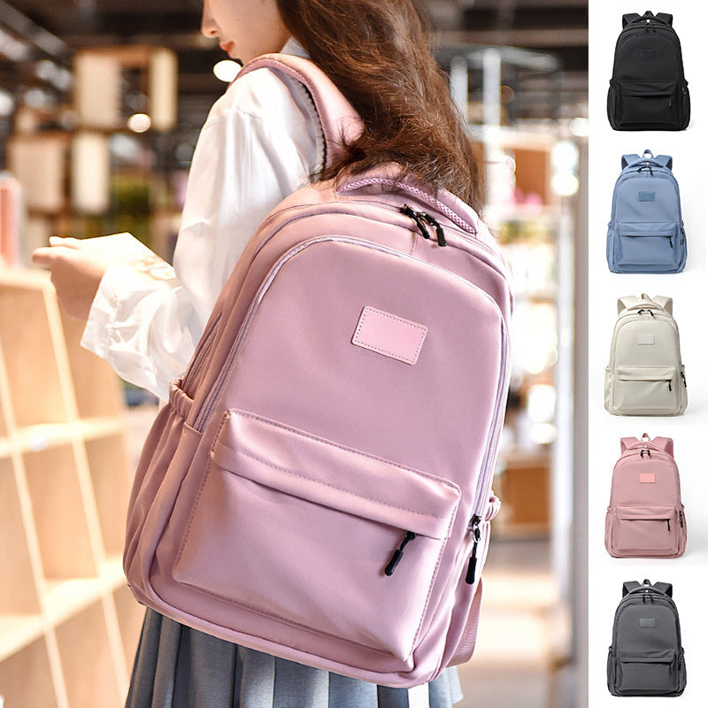 Fashion Oxford Backpack Waterproof Large Capacity Junior High School Students Schoolbag Girls Solid Campus Travel Bags Women