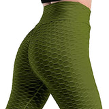 Women Cropped High Waisted Yoga Pants Bubble Hip Butt Lifting Leggings