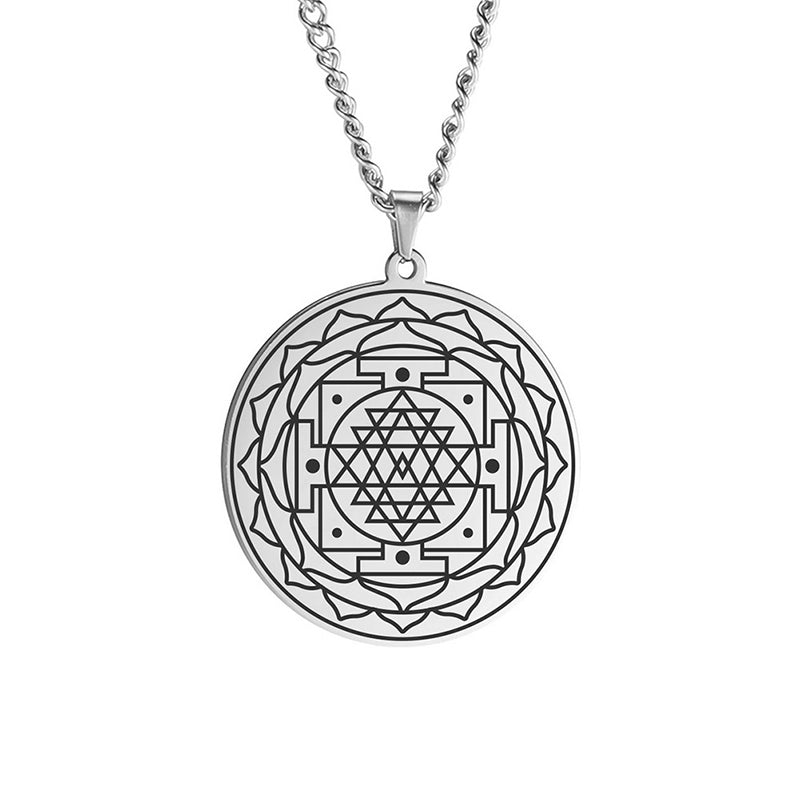 Mandala Flower Pendant Necklace - Stainless Steel Sacred Geometry Necklaces - Minihomy