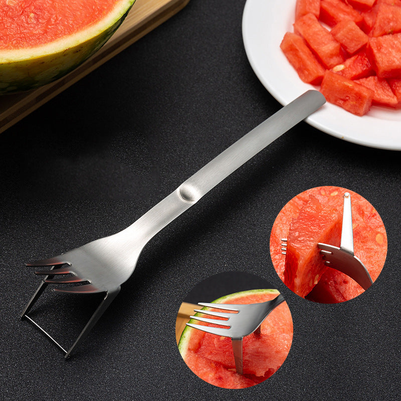 Stainless Steel Watermelon Cutting Fork - Portable Fruit Fork for Parties & Picnics