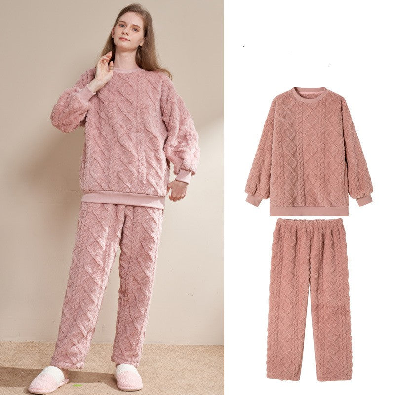 Women's Pajamas Winter Coral Fleece Thickened Fleece-lined Loungewear