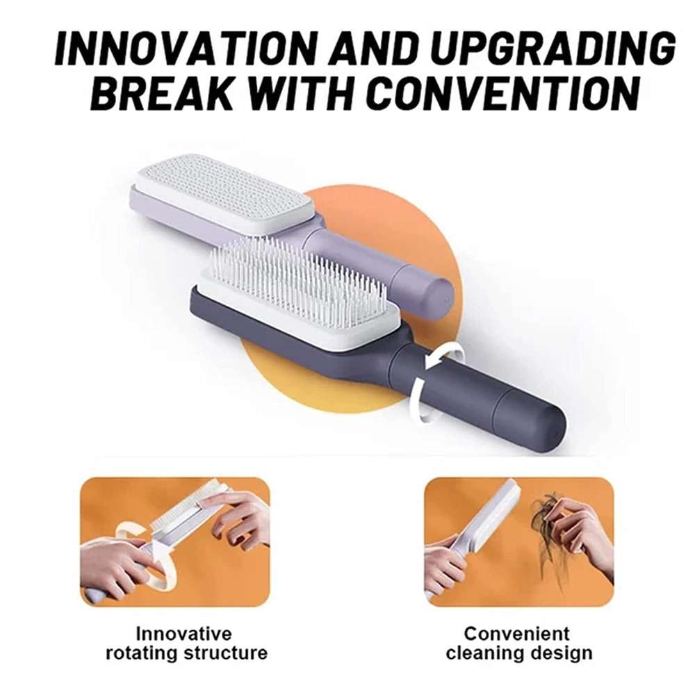 4 In 1 Self Cleaning Hair Brush New Self-Cleaning Anti-Static Massage Comb Scalable Rotate Lifting Self Cleaning Hairbrush - Minihomy