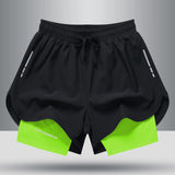 Men's Drawstring Sports Shorts Double Layer Quick Dry High Elasticity Activewear Pants