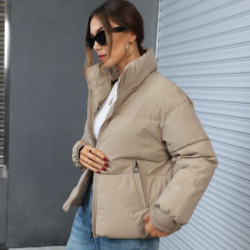 Bread Coat Women's Solid Color Stand Collar Loose Warm Down Jacket