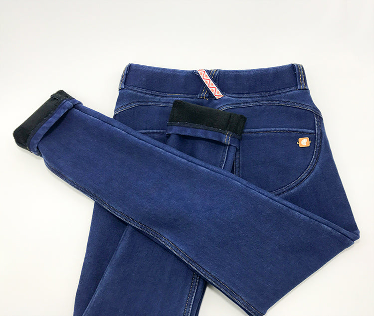 Knitted denim stretch peach hip jeans yoga pants