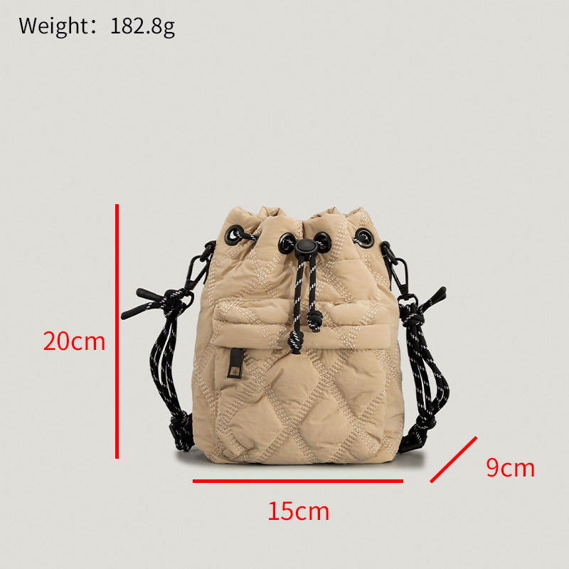 Cushion Cotton Women's Bucket Bag Niche Nylon Rhombus - Minihomy