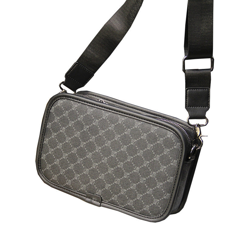 Plaid Fashion Shoulder Street Trendy Small Crossbody Bag Leisure Commute Small Square Men's Bag