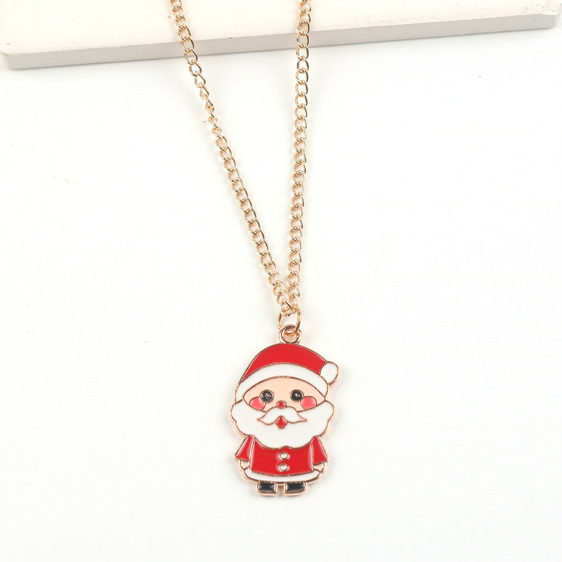 Christmas Necklace Cute Cartoon Santa Claus Snowman Elk Pendant Necklace - Minihomy