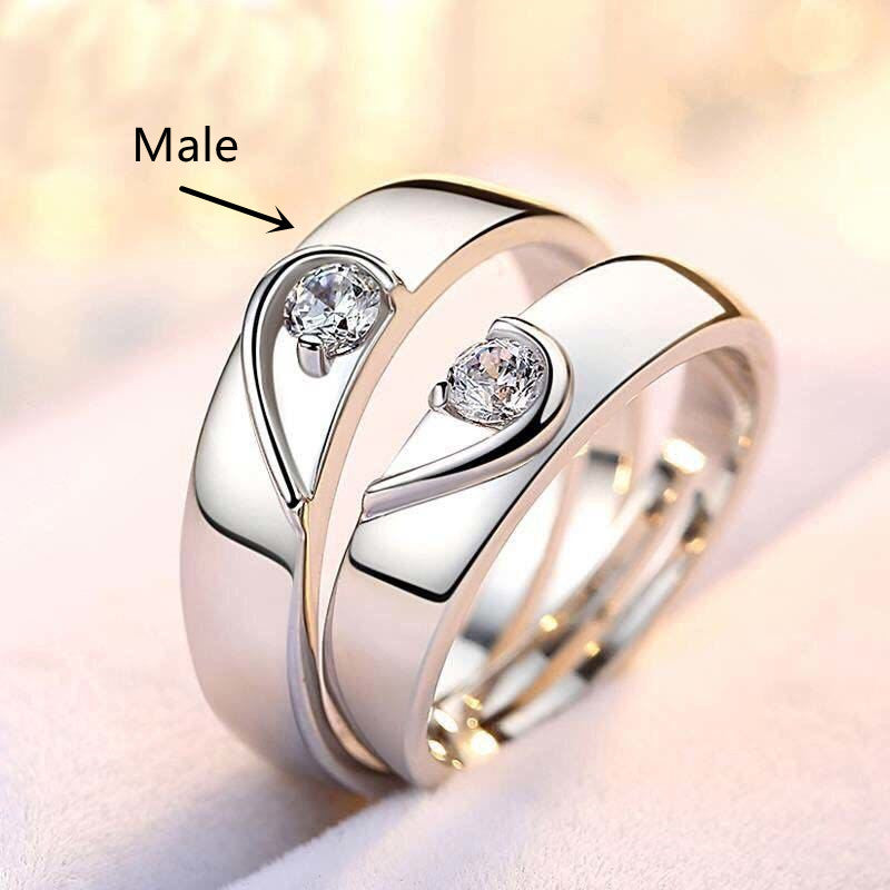 Silver Plated Couple Rings A Pair Of Diamond Rings