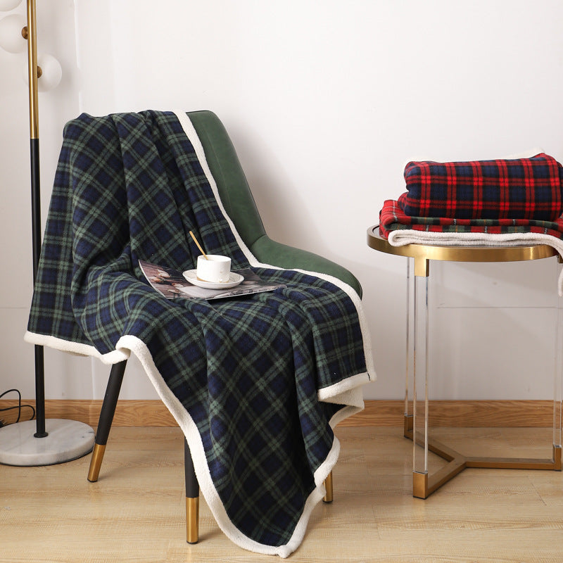 Lambswool Plaid Plain Cover Blanket Nap Blanket